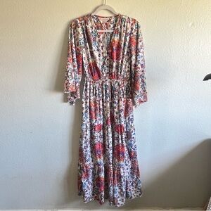 Boemo x Anthropologie Floral
Print Boho Maxi Dress Bell sleeves M